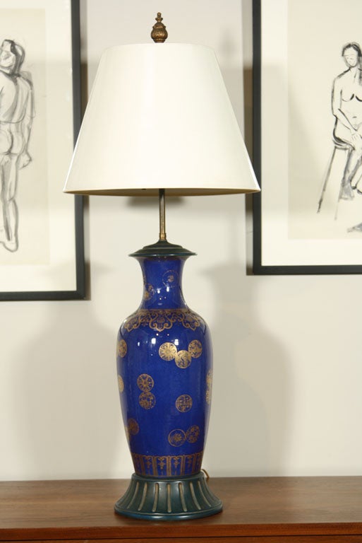 Pair Monumental Porcelain Lamps
